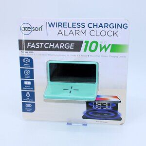 Ace Sori Alarm Clock with Wireless Charging Pad Aqua Single